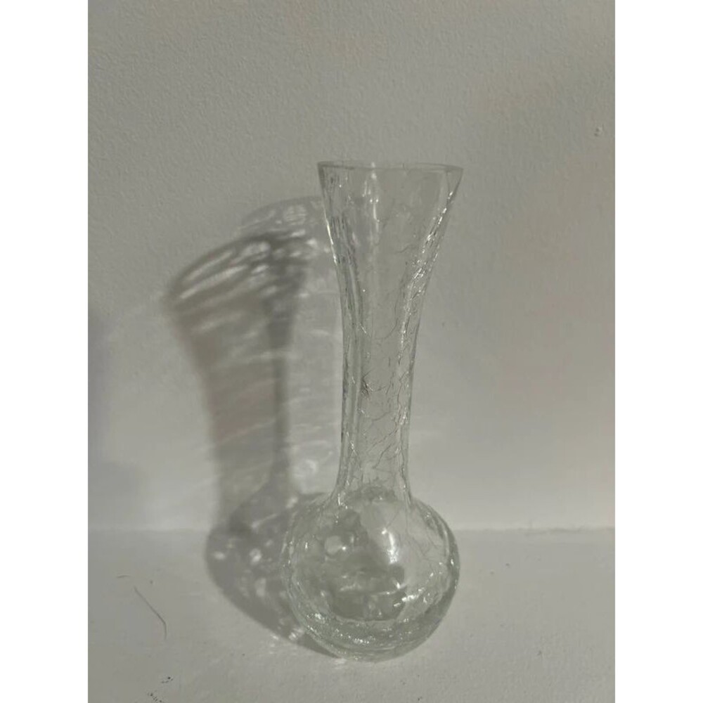 Crackle Glass Small Stem Bud Vase